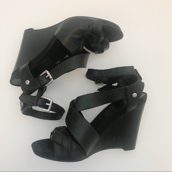 Nine West Shoes - Nine West Rusty Wedge Sandal Black Silver Size 5